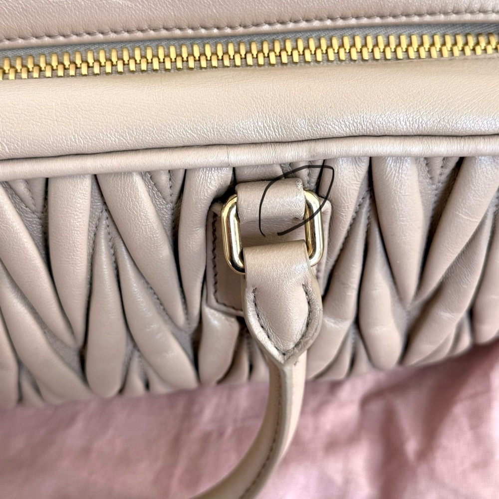 Miu Miu Quilted Satchel in Light Beige - Picture 15 of 16